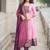 Womens new elegant blue anarkali gown with embroidered yoke  contrasting pink dupatta set