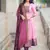 Womens new elegant blue anarkali gown with embroidered yoke  contrasting pink dupatta set