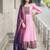 Womens new elegant blue anarkali gown with embroidered yoke  contrasting pink dupatta set