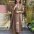 Women brown geometric embroidered straight kurta with pants and dupatta set