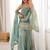Elegant green freindy silk short kurti bell bottom plazzo set with embroidered dupatta