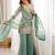 Elegant green freindy silk short kurti bell bottom plazzo set with embroidered dupatta