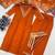 New womens orange straight cut kurta set with scalloped embroidered organza dupatta set