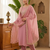 New womens peach straight cut kurta set with scalloped embroidered organza dupatta set