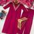 New womens rani pink straight cut kurta set with scalloped embroidered organza dupatta set
