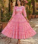 Pink color muslin printed stylish kurti