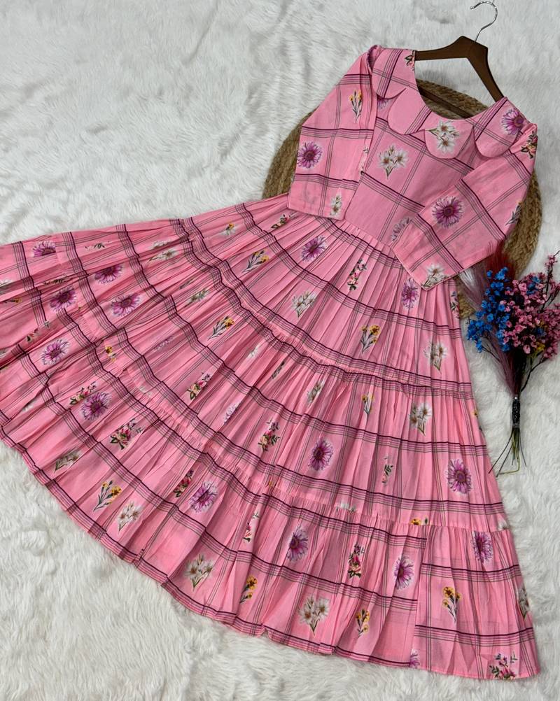 Pink color muslin printed stylish kurti