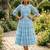 Blue color muslin printed stylish kurti