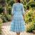 Blue color muslin printed stylish kurti