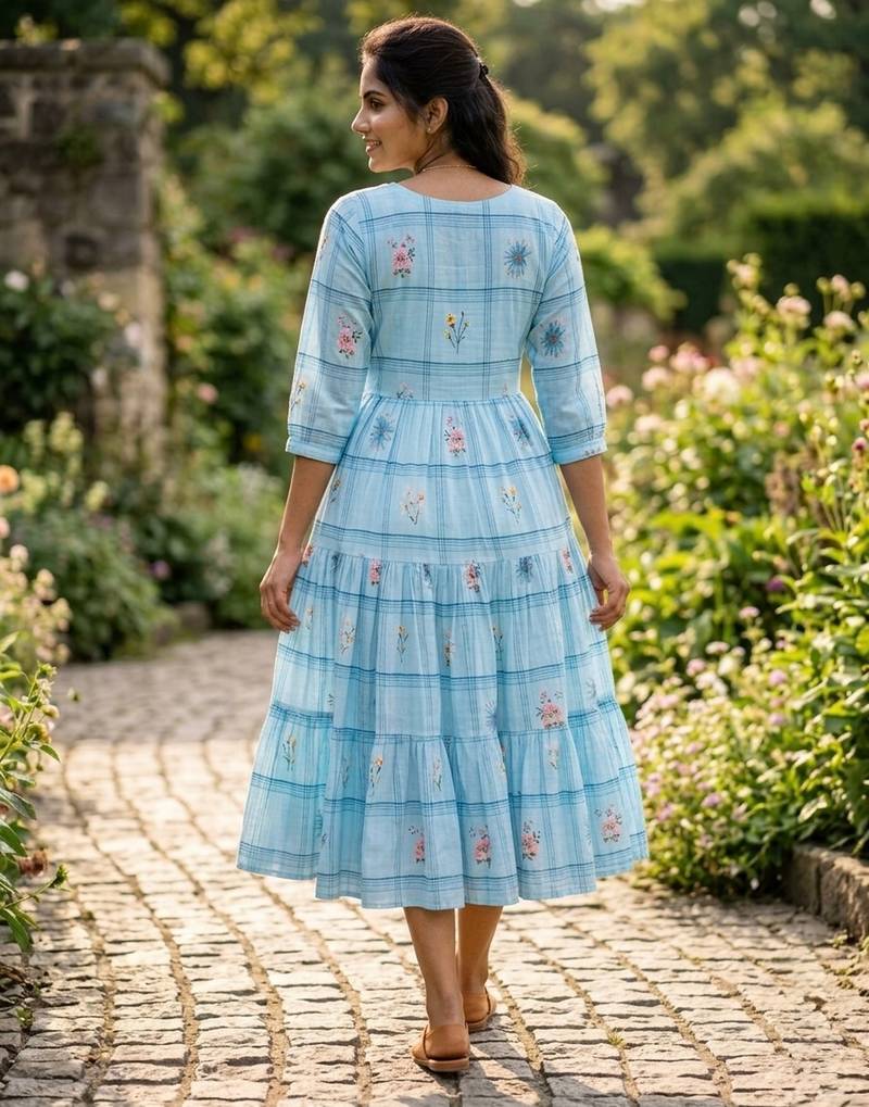 Blue color muslin printed stylish kurti