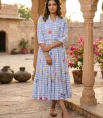 Sky blue color muslin printed stylish kurti