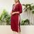 Cherry color silk blend embroidery long kurta