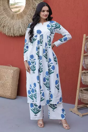 Blue color smart and top bottom kurta set for stylish fancy looks