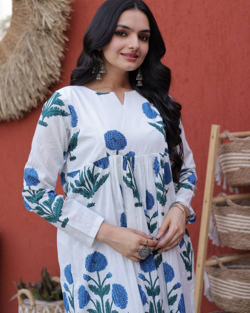 Blue color smart and top bottom kurta set for stylish fancy looks