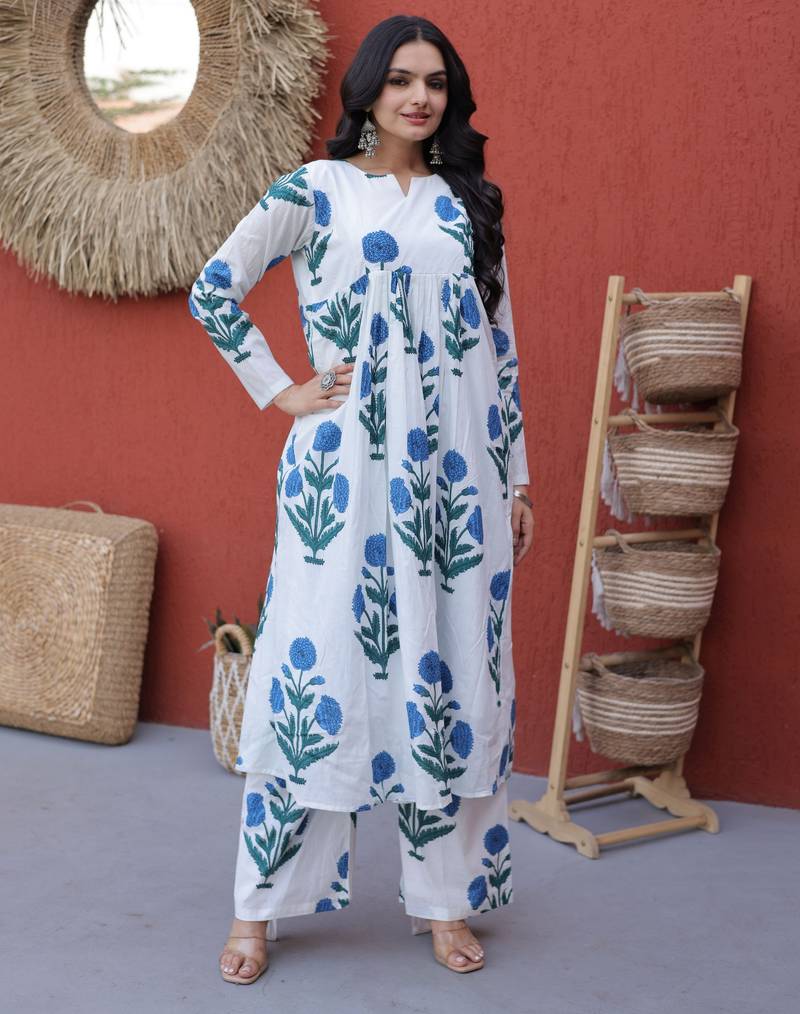 Blue color smart and top bottom kurta set for stylish fancy looks