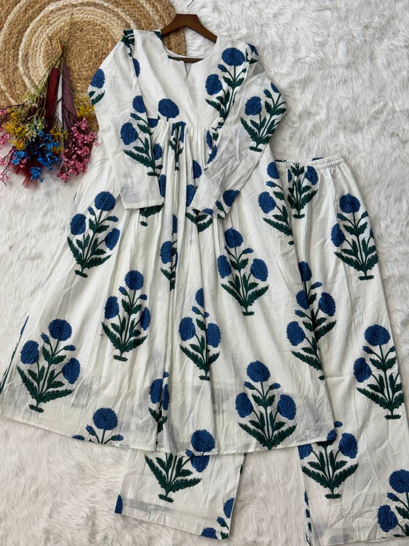 Blue color smart and top bottom kurta set for stylish fancy looks