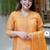 Orange color muslin stylish partywear readymade kurta set with dupatta