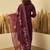 Wine color stylish roman silk embroidered graceful partywear dress