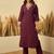 Wine color stylish roman silk embroidered graceful partywear dress