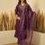 Purple color stylish roman silk embroidered graceful partywear dress