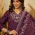 Purple color stylish roman silk embroidered graceful partywear dress
