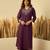 Purple color stylish roman silk embroidered graceful partywear dress