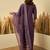 Lavender color stylish roman silk embroidered graceful partywear dress