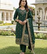 Green color art silk stylish partywear readymade kurta set with dupatta
