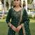 Green color art silk stylish partywear readymade kurta set with dupatta