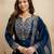 Petrol color chanderi partywear readymade salwar kameez for graceful looks