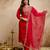 Red color chanderi partywear readymade salwar kameez for graceful looks