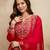 Red color chanderi partywear readymade salwar kameez for graceful looks
