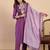 Purple color stylish silk blend embroidered graceful partywear dress