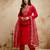 Red color chanderi partywear readymade salwar kameez for graceful looks