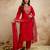 Red color chanderi partywear readymade salwar kameez for graceful looks