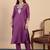 Purple color stylish silk blend embroidered graceful partywear dress