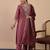 Coffee color stylish silk blend embroidered graceful partywear dress