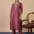 Coffee color stylish silk blend embroidered graceful partywear dress