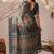 Grey Floral Printed Designer Linen Saree