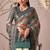 Grey Floral Printed Designer Linen Saree
