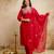 Red color chanderi partywear readymade salwar kameez for graceful looks