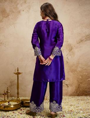 Purple color chinon partywear readymade salwar kameez for graceful looks 2