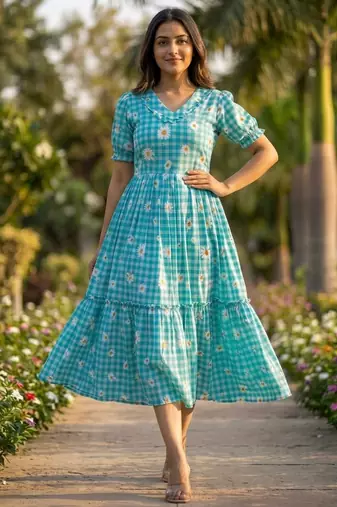 Blue color muslin printed stylish kurti