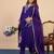 Purple color stylish silk blend embroidered graceful partywear dress