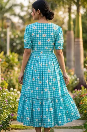 Blue color muslin printed stylish kurti