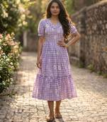 Purple color muslin printed stylish kurti