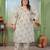 Grey color rayon slub printed plus size kurta set for girls