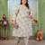 Grey color rayon slub printed plus size kurta set for girls