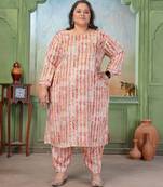Maroon color rayon slub printed plus size kurta set for girls