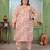 Maroon color rayon slub printed plus size kurta set for girls
